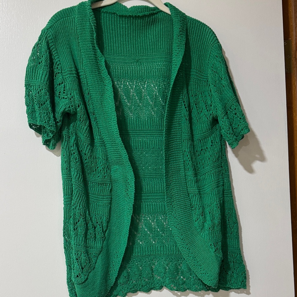 Vibrant Green Open-Front Cardigan